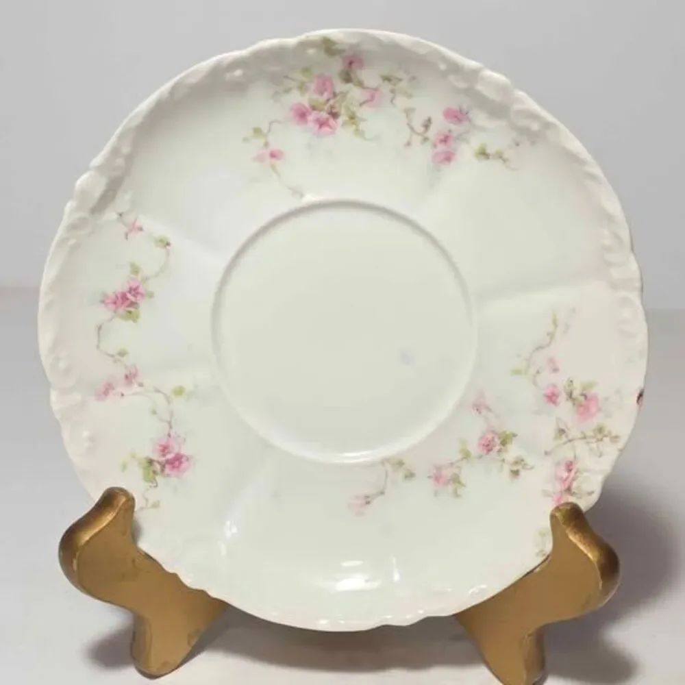 Haviland Limoges Teacup and Saucer Pink Flowers Vintage